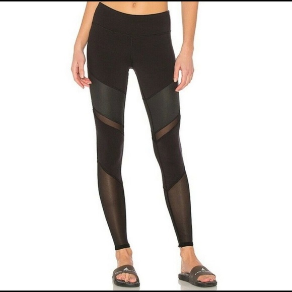 ALO Yoga Pants - Alo Yoga Sheila Moto style Chevron mesh Athleisure Black Compression Leggings XS